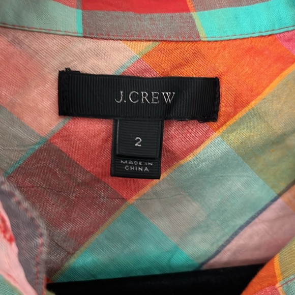 J. Crew Rainbow Vintage Plaid Tunic Lightweight Blouse - Picture 7 of 8